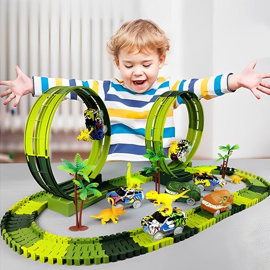 Circuit-voiture-enfant-dinosaure