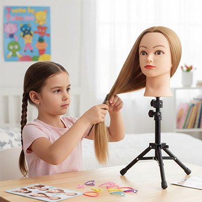Coiffure sur tete a coiffer