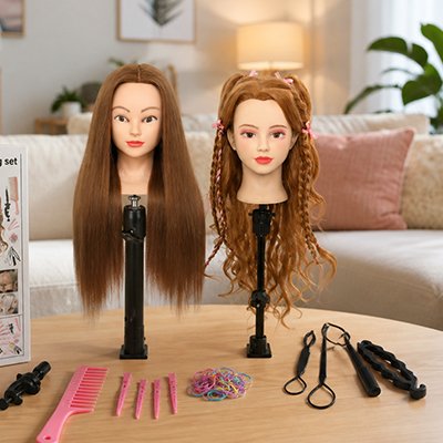 Deux têtes à coiffer avec accessoires